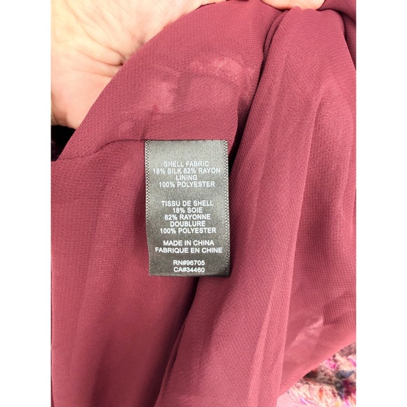 Rebecca Taylor Silk Blend Floral Velvet Midi Dress Purple Puff Sleeve Size 6 - Picture 6 of 11